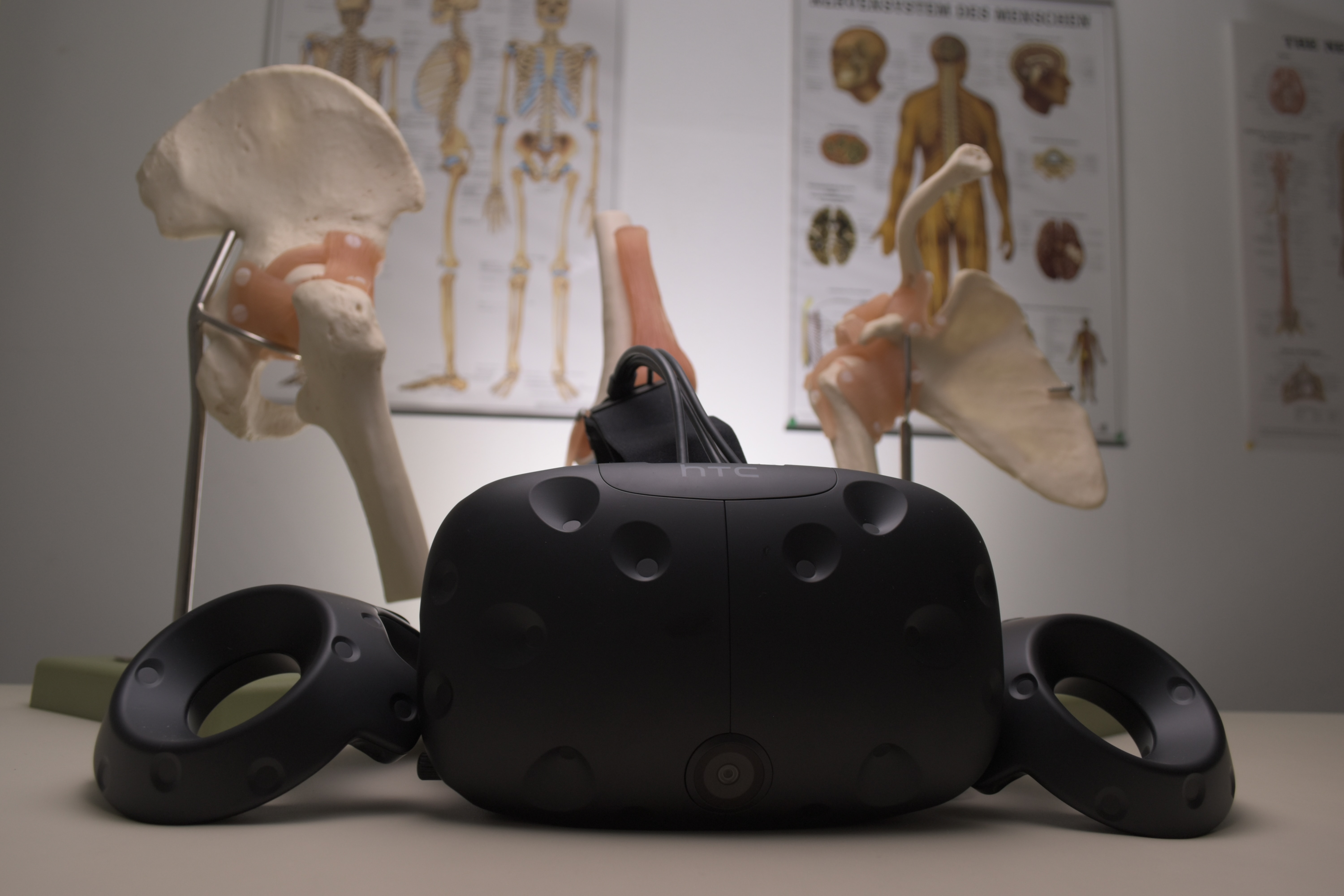 vr headset next to medical supplies